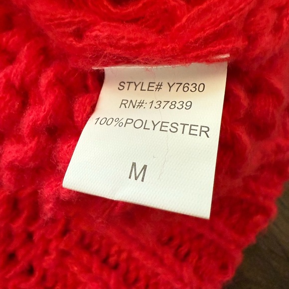 Luna Ivy Chunk Knit Red Floral Cardigan Sweater Size Medium - Picture 4 of 11